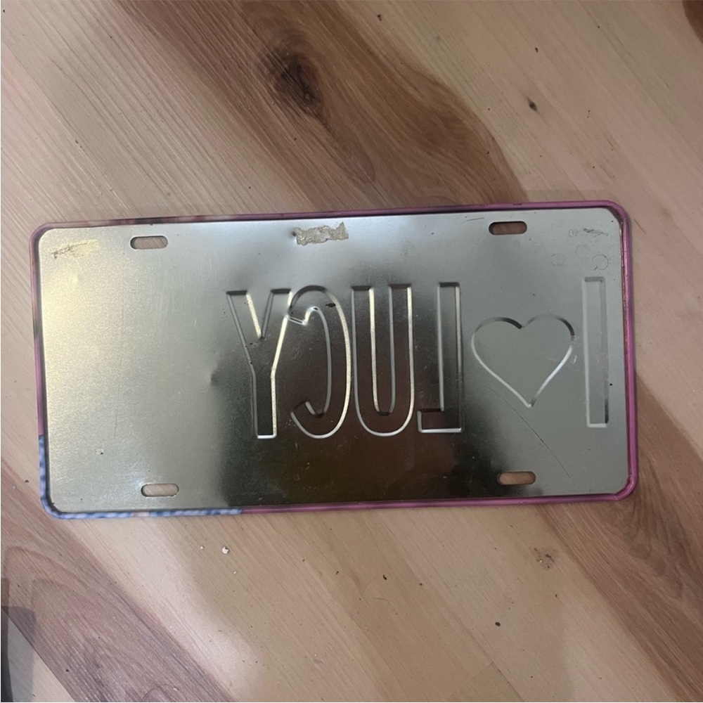 Pink 'I Love Lucy' License Plate - Picture 2 of 2